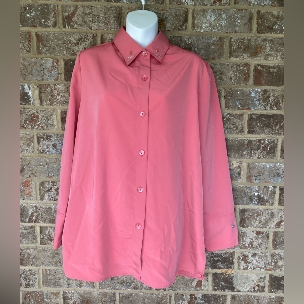Maggie Sweet Vintage Long Sleeved Blouse Size Large Gorgeous Silver Studded